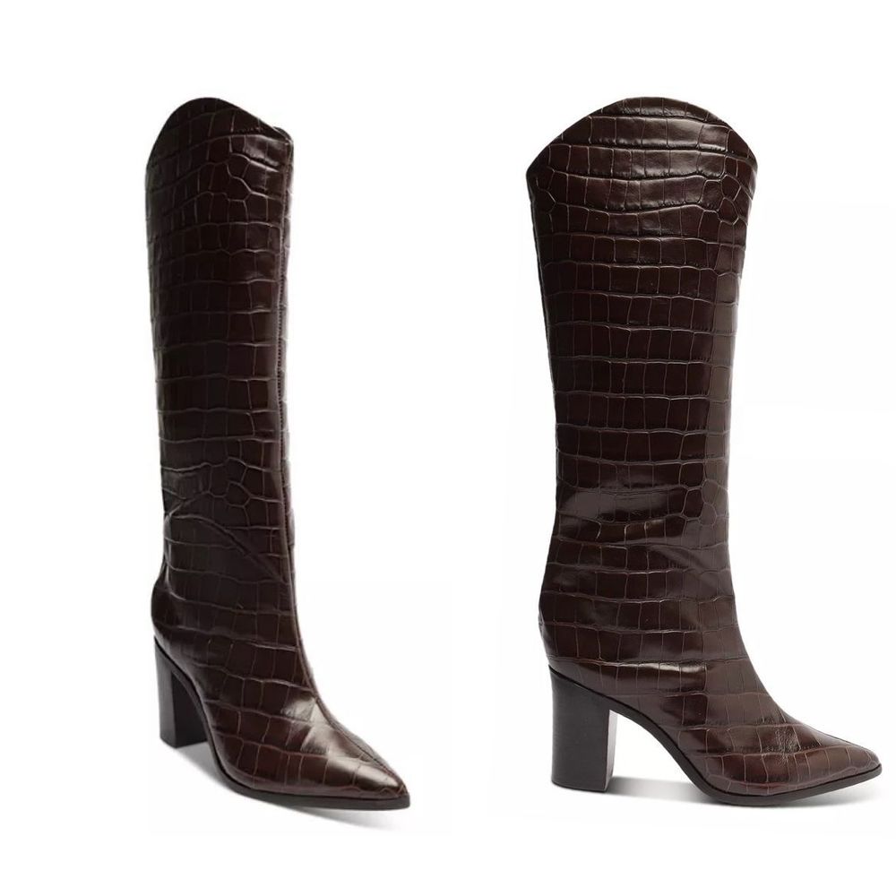 SCHUTZ Women's S-Analeah Embossed Block Heel Tall Boots